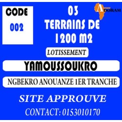 03 Terrain à vendre YAMOUSSOUKRO 1200 M2